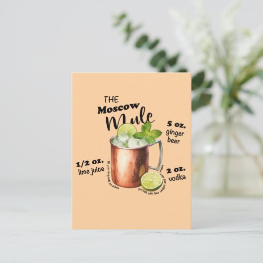 Moskau Mule Recipe Bar Art Postkarte (Stehend Vorderseite)
