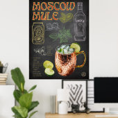 Moskau Rezeption Chalkboard Cocktail Bar Art Colle Poster (Heimbüro)