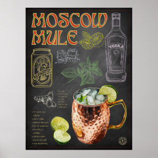 Moskau Rezeption Chalkboard Cocktail Bar Art Colle Poster