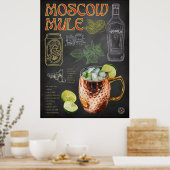 Moskau Rezeption Chalkboard Cocktail Bar Art Colle Poster (Küche)
