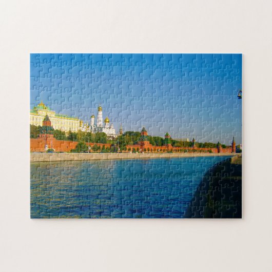Moskau Russland Architektur des Kremls Moskva Flus Puzzle (Horizontal)