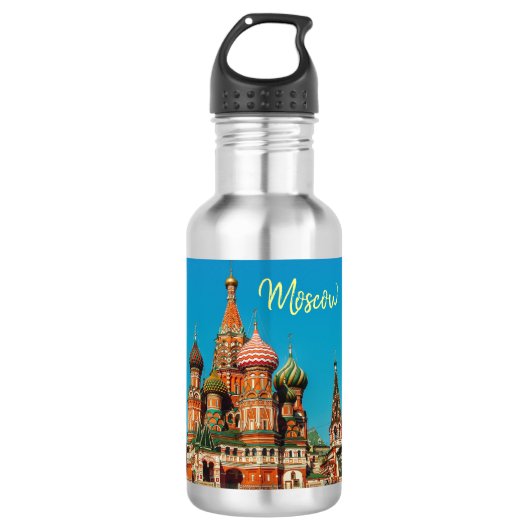 Moskau Russland Basilische Kathedrale Edelstahlflasche (Vorderseite)