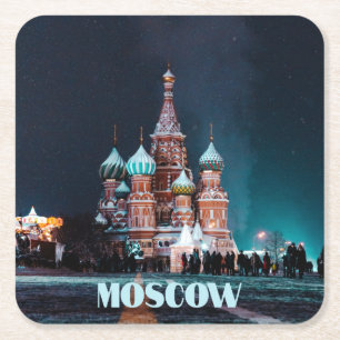 Moskau Russland Basilische Kathedrale Rechteckiger Pappuntersetzer