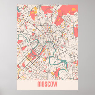 Moskau - Russland Chalk City Map Poster