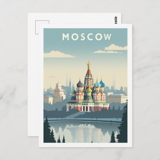 Moskau Russland Der berühmte Vintage-Reiseort Postkarte (Vorne/Hinten)