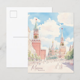 Moskau Russland Gouache Paint Illustration Travel Postkarte
