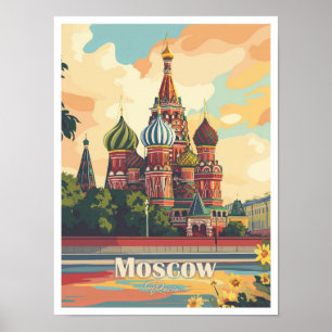 Moskau Russland Kunstwerk Reiseort Illustration Poster