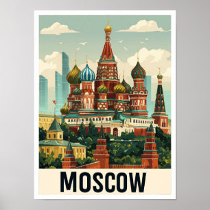 Moskau Russland Kunstzeitalter Reise Illustration Poster