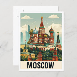 Moskau Russland Kunstzeitalter Reise Illustration Postkarte