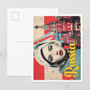 Moskau Russland Pop Kunstreise Illustration Postkarte