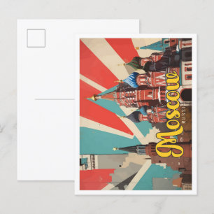Moskau Russland Pop Kunstreise Illustration Postkarte
