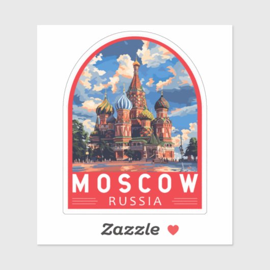 Moskau Russland Reisekunst Vintag Aufkleber (Blatt)