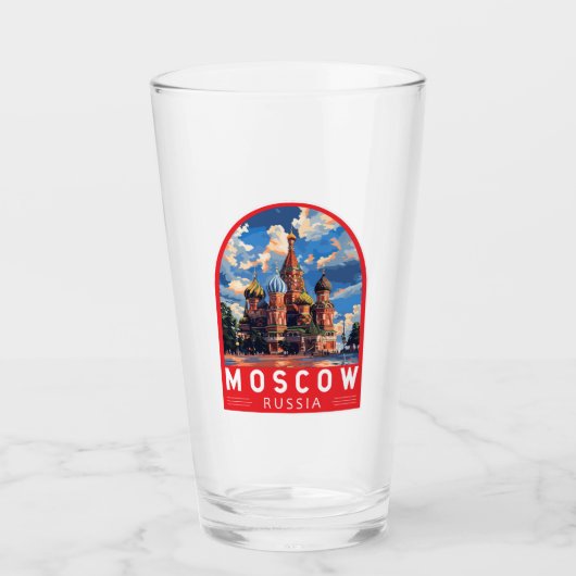 Moskau Russland Reisekunst Vintag Glas (Vorderseite)