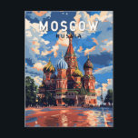 Moskau Russland Reisekunst Vintag Postkarte<br><div class="desc">Moskauer Retrovektor-Reisedesign. Moskau,  am Moskauer Fluss im Western Russlands,  ist die kosmopolitische Hauptstadt der Nation.</div>