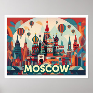 Moskau Russland Reisen künstlerisch farbenfroh Poster