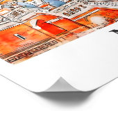 Moskau Russland Reisen Wasserfarben Hand gezogen Poster (Ecke)