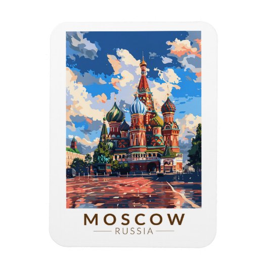 Moskau Russland Roter Platz Reisen Kunst Vintag Magnet (Vertikal)
