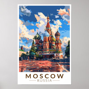 Moskau Russland Roter Platz Reisen Kunst Vintag Poster