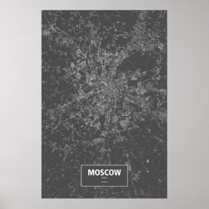 Moskau, Russland (schwarz weiß) Poster