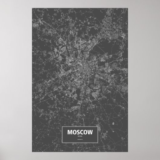Moskau, Russland (schwarz weiß) Poster (Vorne)