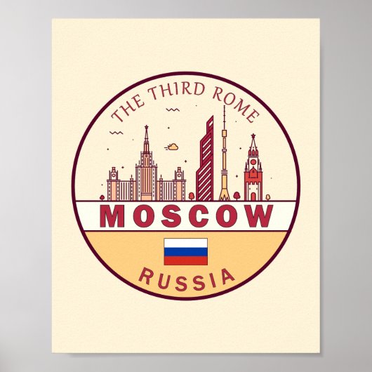 Moskau Russland Skyline Emblem Poster (Vorne)