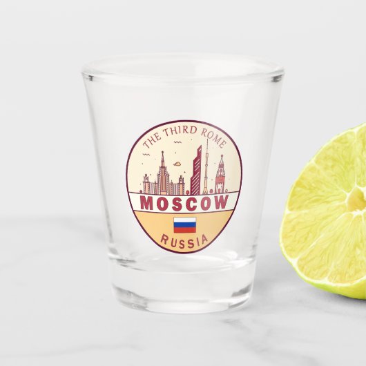 Moskau Russland Skyline Emblem Schnapsglas (Vorderseite)