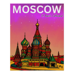 Moskau Russland St. Basilius-Kathedrale Reise Poster