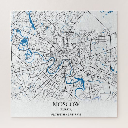 Moskau Russland Stadtplan Einfach Puzzle (Vertikal)