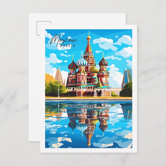 Moskau Russland Vintage Reise Illustration Postkarte (Vorne/Hinten)