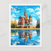 Moskau Russland Vintage Reise Illustration Postkarte (Vorderseite)