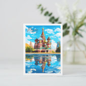 Moskau Russland Vintage Reise Illustration Postkarte (Stehend Vorderseite)