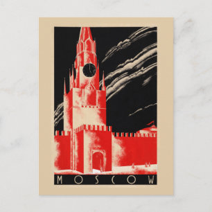 Moskau Russland Vintage Reiseplakat Restauriert Postkarte