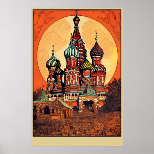 Moskau, Russland Vintage Travel Poster (Vorne)
