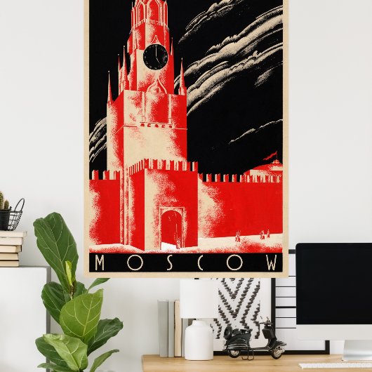 Moskau Russland Vintage Travel Poster wiederherges (Heimbüro)