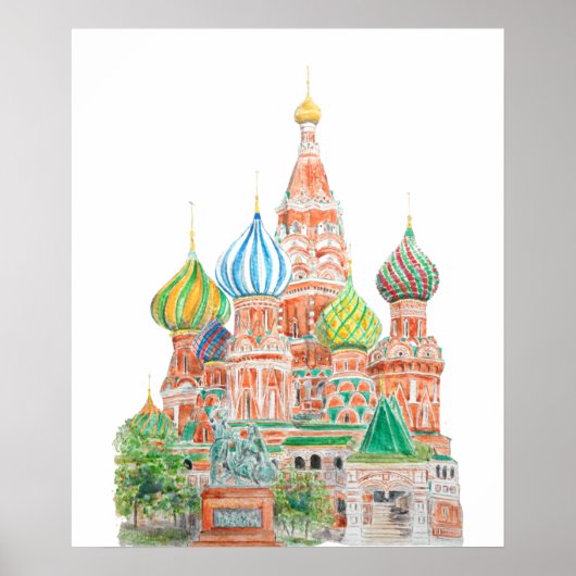Moskau Saint Basil Wasserfarbe Poster (Vorne)