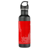 Moskau St Basil's Cathedral Roter Platz Sketch Edelstahlflasche (Vorderseite)