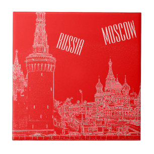 Moskau St Basil's Cathedral Roter Platz Sketch Fliese
