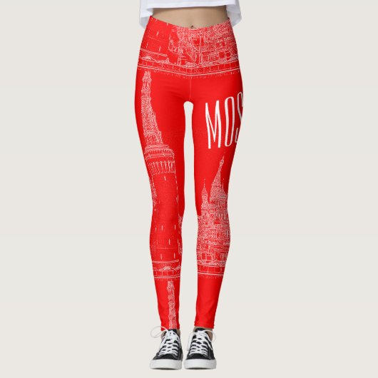 Moskau St Basil's Cathedral Roter Platz Sketch Leggings (Vorderseite)