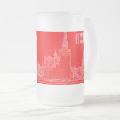 Moskau St Basil's Cathedral Roter Platz Sketch Mattglas Bierglas (VorderseiteRechts)