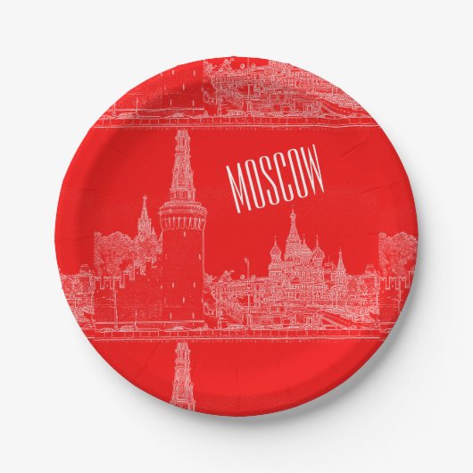 Moskau St Basil's Cathedral Roter Platz Sketch Pappteller (Vorderseite)