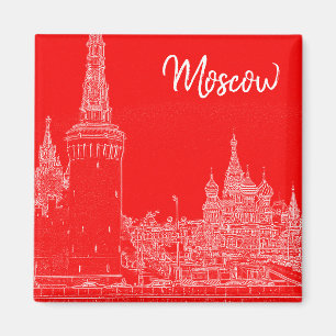Moskau Stadt St. Basil's Cathedral Landschaft Sket Magnet