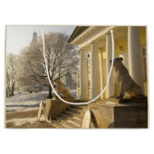 Moskau. Winter. Löwenskulptur. Große Geschenktüte (Vorderseite)