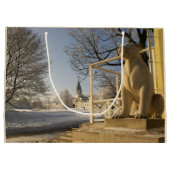 Moskau. Winter. Löwenskulptur. Große Geschenktüte (Rückseite)