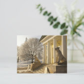 Moskau. Winter. Löwenskulptur. Hinweiskarte (Stehend Vorderseite)