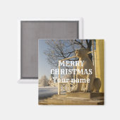 Moskau. Winter. Löwenskulptur Magnet (Vorderseite/Rückseite)