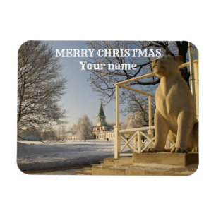 Moskau. Winter. Löwenskulptur Magnet