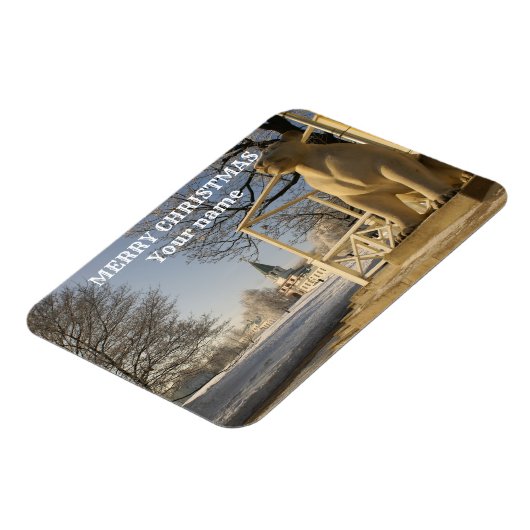 Moskau. Winter. Löwenskulptur Magnet (Linke Seite)