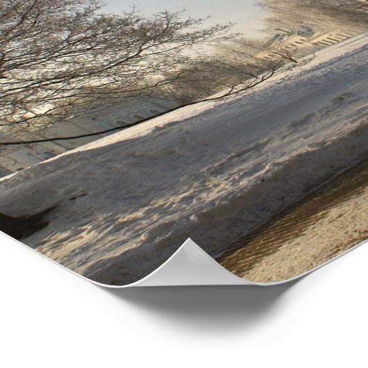 Moskau. Winter. Löwenskulptur. Poster (Ecke)