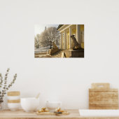 Moskau. Winter. Löwenskulptur. Poster (Küche)