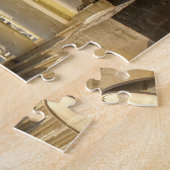 Moskau. Winter. Löwenskulptur. Puzzle (Seite)